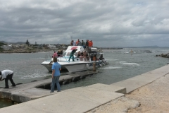 Shark Boat arriving back from Shark Cage Diving